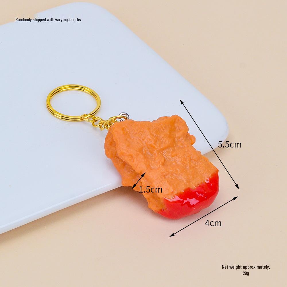 Simulated Fried Chicken Nuggets & Wings with French Fries Keychain - PVC Fake Food Toy for Kids & Photography Prop