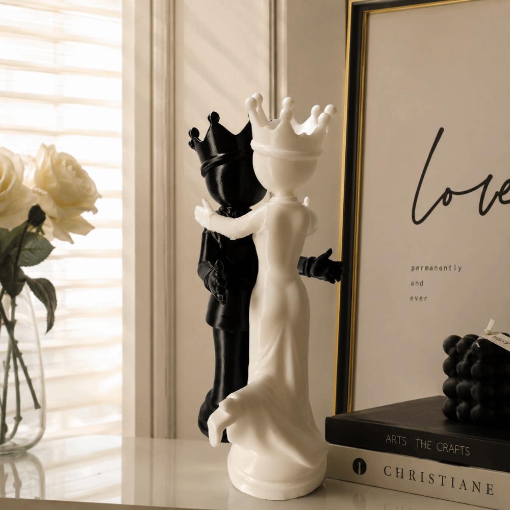 2pcs 3D Printed Desktop Ornaments Sculpture Queen King Statue Funny Persons Figurine Office