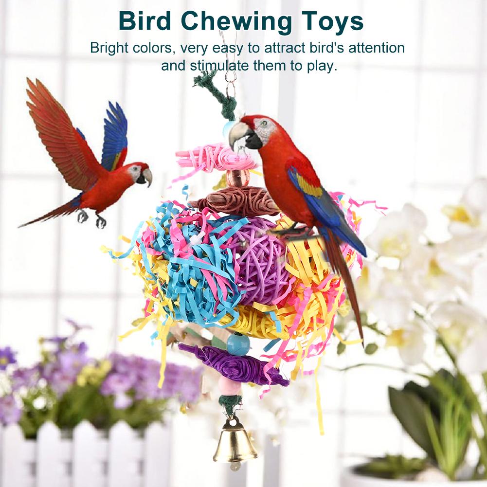 Colorful Parrot Climbing Toys Bird Hanging Cage Chewing Toys with Bell for Pet Supplies