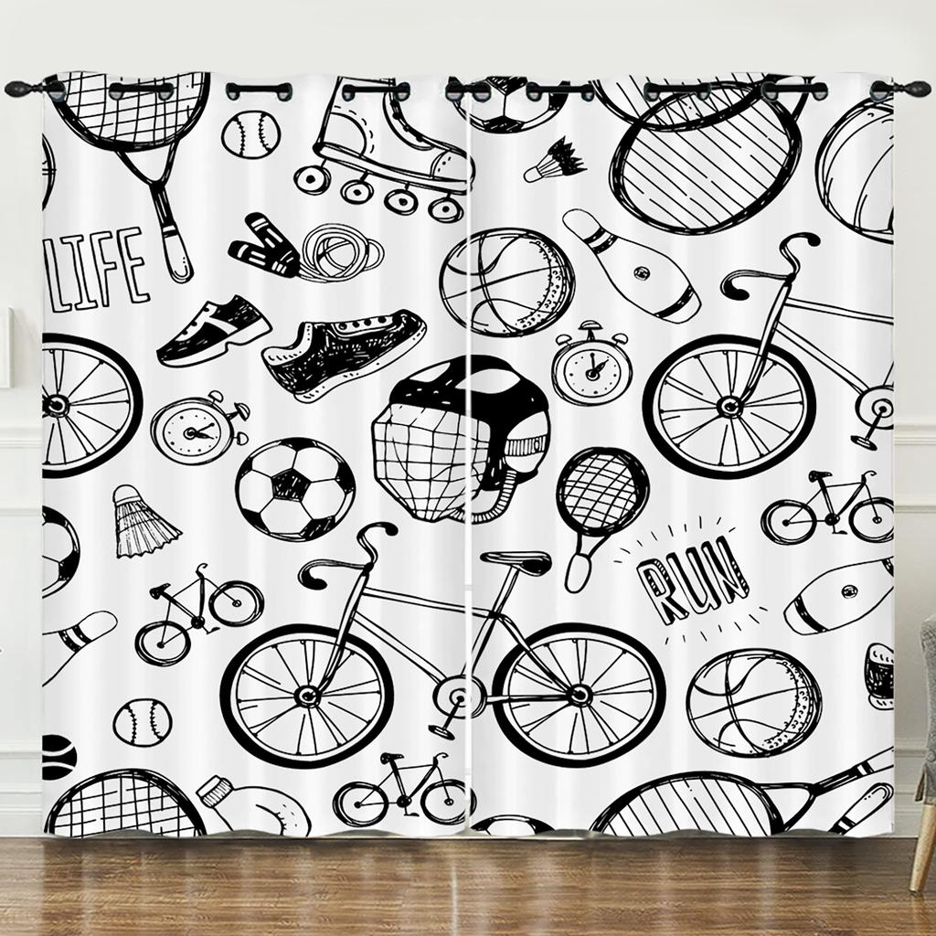 Curtains Sports World Cup 3D Digital Printing Blackout Curtain Punching