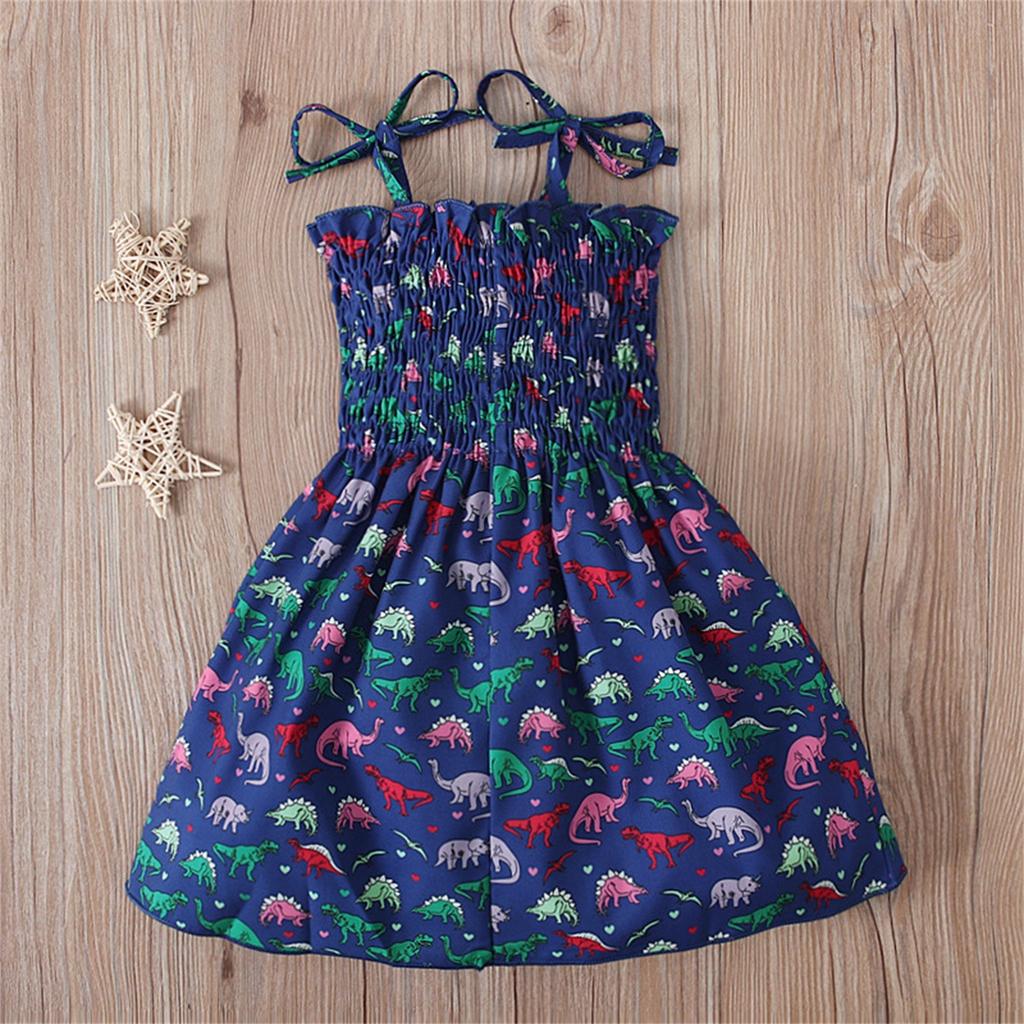 Милое платье для девочек, регулируемое платье с завязками на плечах, копченое платье без бретелек для девочек