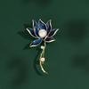 Rhinestones Imitation Pearl Brooch Pin Fine Workmanship Blue Flower Shape Women Pin Costume Accessories