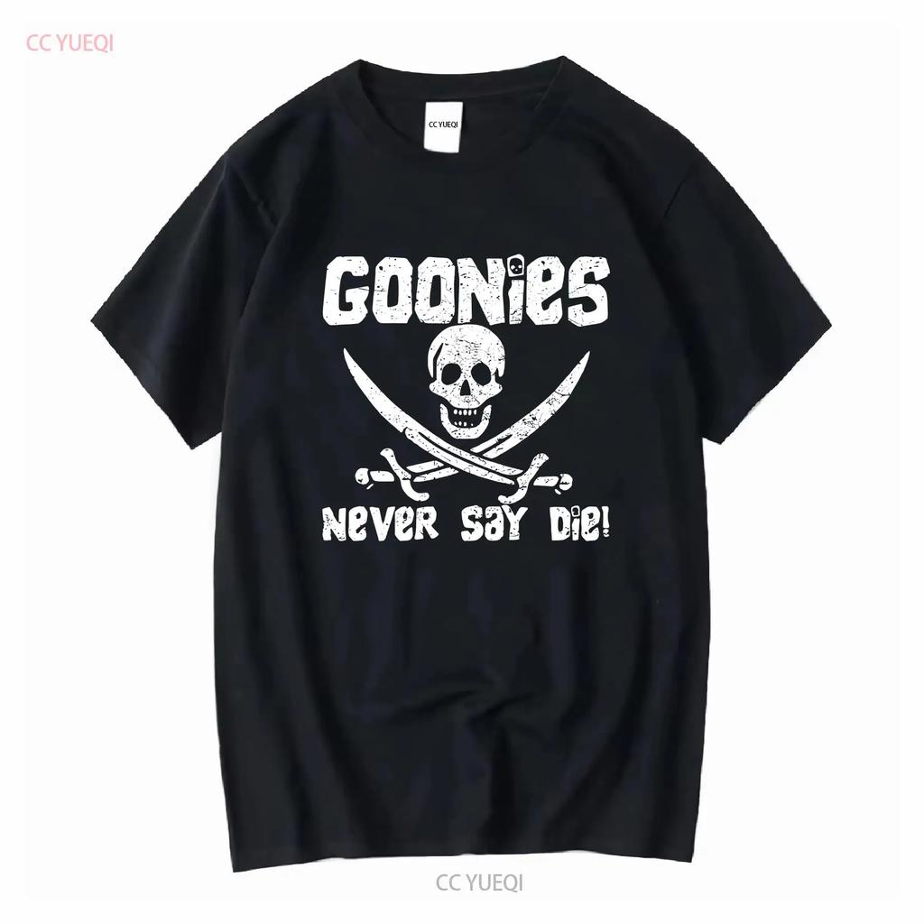 The Goonies Never Say Die Distressed Design T Shirt vintage Washed Comfortable graphic Top For Everyday Wear fashion Stretched