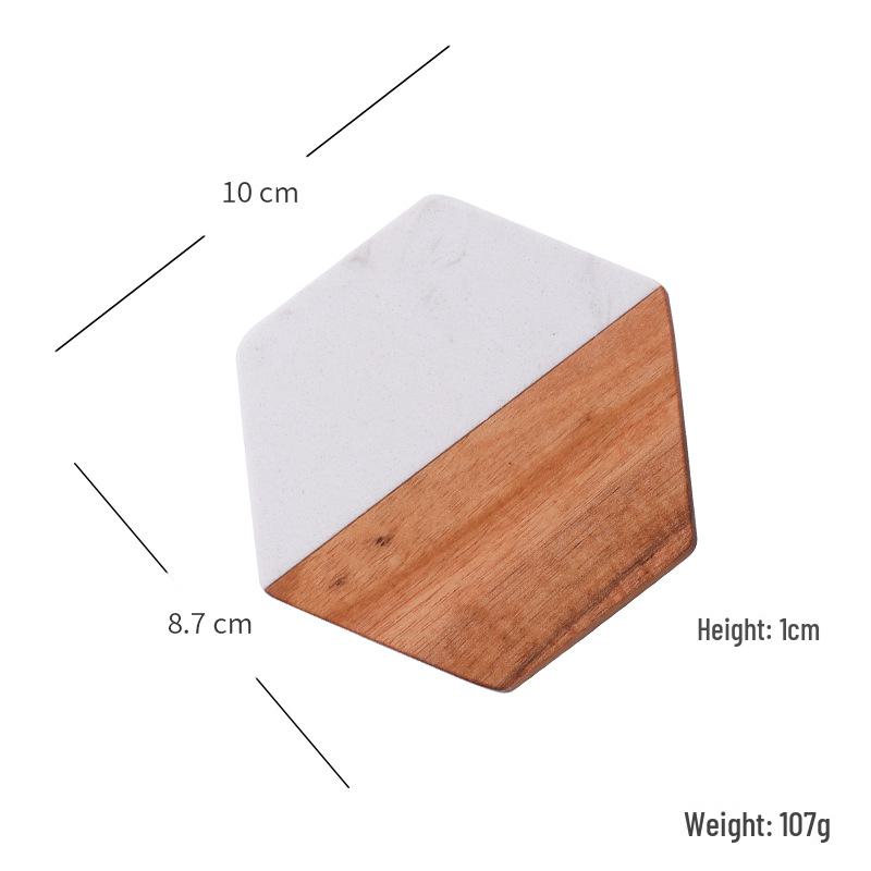 Acacia Wood Food Tray with Resin Marble Coaster - Perfect for Serving Tea, Bread, Fruit and Dinner