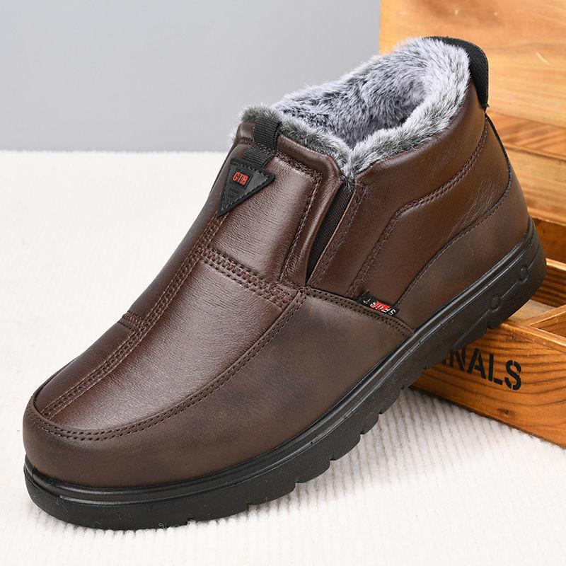 Уличные мужские ботинки легкие модные повседневные туфли зимние теплые меховые хлопковые туфли