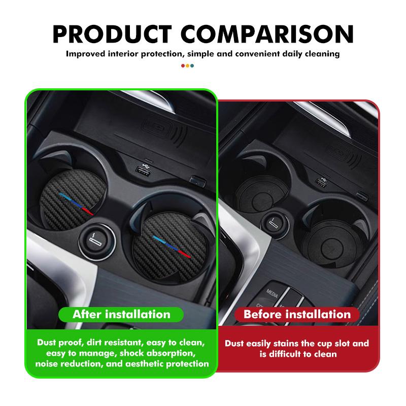 WQQ23 2pcs Car Coaster Water Cup Holder Anti-Slip Pads Accessories For BMW 1 3 5 7 Series M F01 F20 F10 F13 E52 E53 E60 E93
