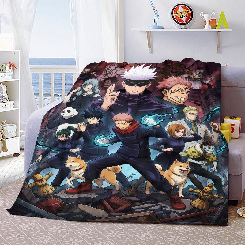 Jujutsu Kaisen Flannel Throw Blanket Soft Warm Cozy Blanket for Sofa Bed Lightweight Home Decoration -QJY