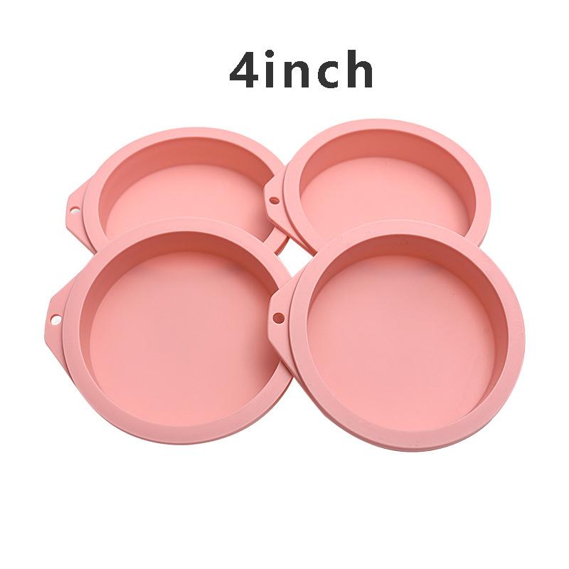 4pcs Silicone Layered Cake Molds Round Shape Cake Baking Pan Heat Resistant Toast Bread Mold Non-stick Kitchen Baking Tool