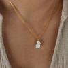 Titanium Moon Rabbit Necklace Rabbit Shape Sweater Chain Necklace White Shell Rabbit Necklace  Gift