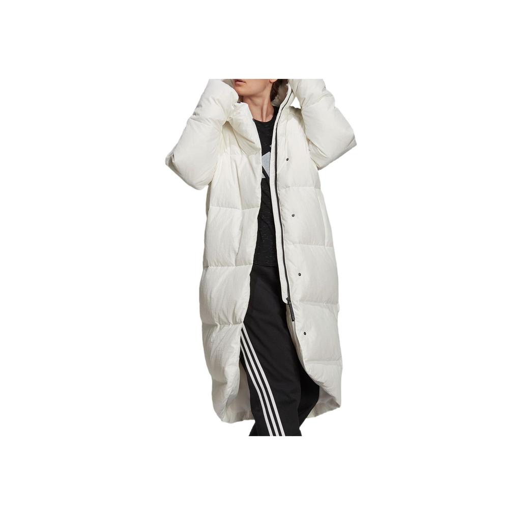 Adidas Womens Big Baffle Down Coat With Zipper And Hood Women Coat White GQ2509