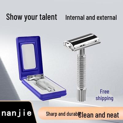 Винтажный держатель для бритвы с двусторонним лезвием - Ручная бритва против царапин