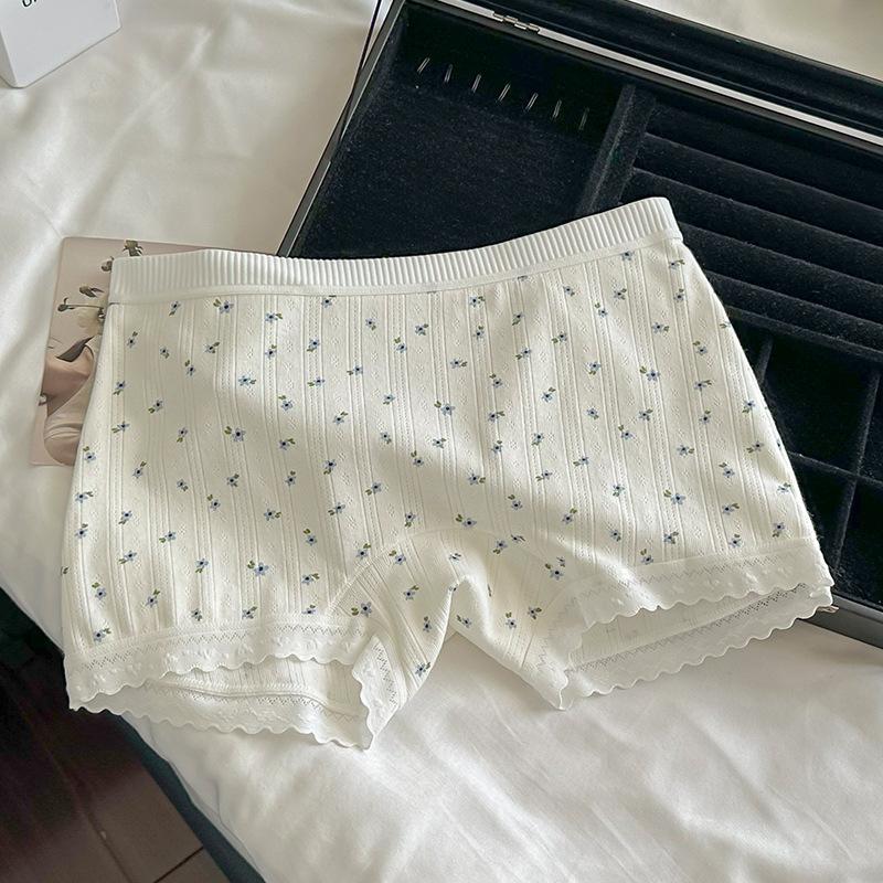 Женское Весенне-Осеннее Цветочное Белье из Чистого Хлопка, Дышащее, Без Следов, Не Закатывается, Защита от Света, Плоский Угол