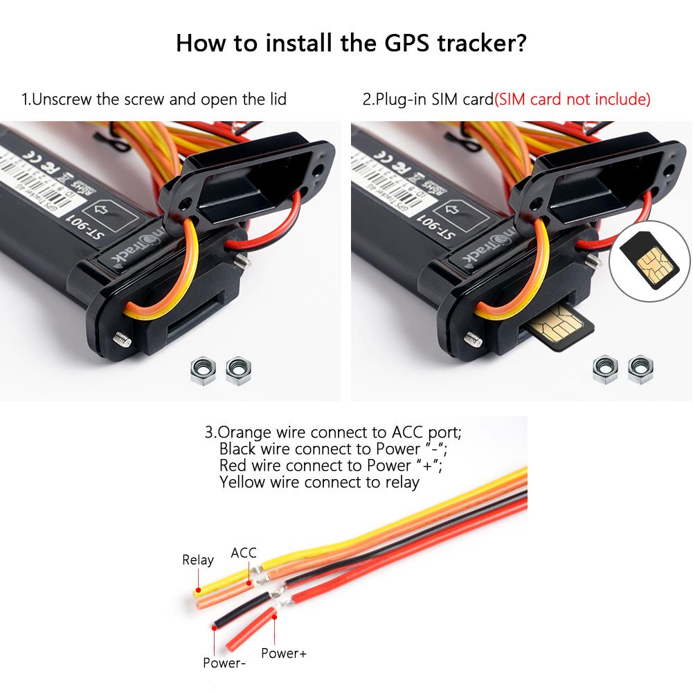 SinoTrack Лучший GPS-трекер ST-901 Устройство слежения за транспортным средством Водонепроницаемый мотоцикл Автомобильный GPS GSM SMS-локатор с отслеживанием в реальном времени