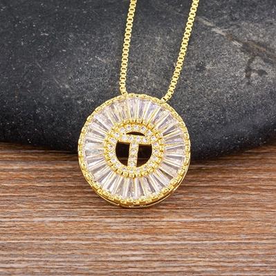Nidin Name Initials A-Z 26 Zircon Letters Necklace Gold Color Alphabet Clavicle Chain Choker For Women Pendant Collar Jewelry