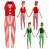 Kids Christmas Dance Bodysuit Sleeveless Striped Sequins Gymnastics Jumpsuit Candy Cane