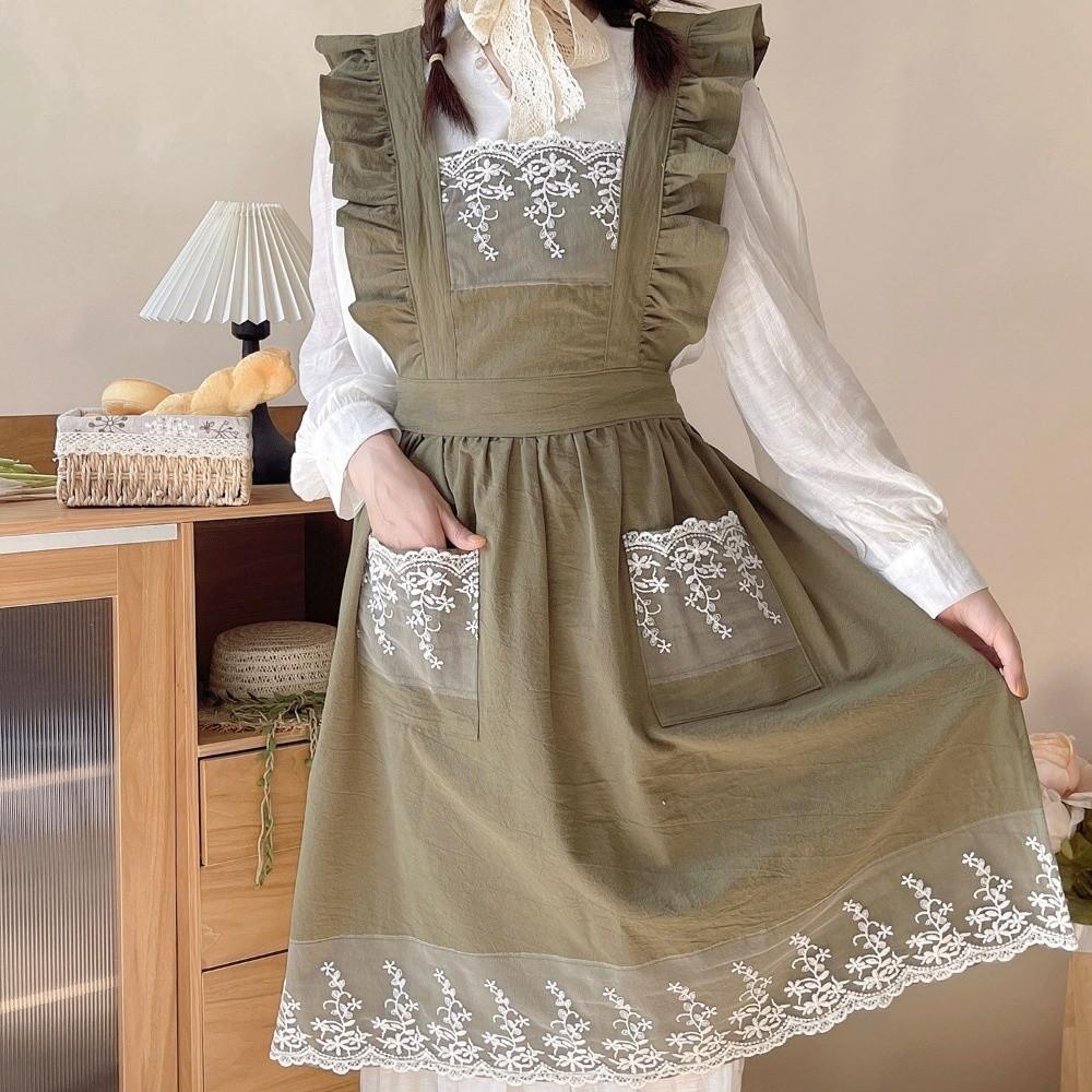 Женские фартуки с кружевным узором, деревенский стиль, рабочая одежда, новый садовый фартук для женщин и девочек