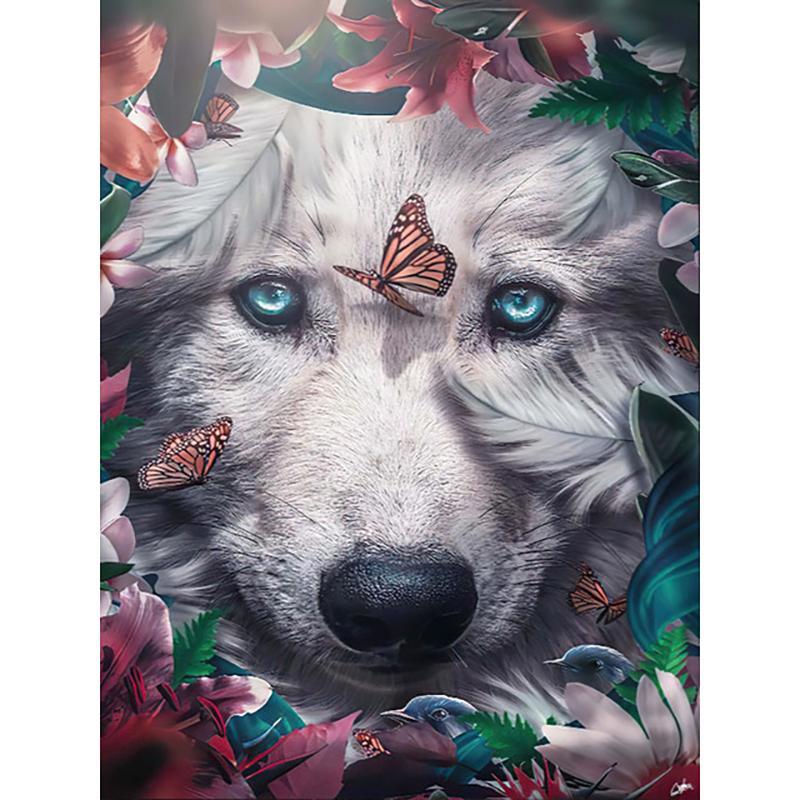 5D DIY Diamond Painting Wolf and Butterfly Cross Stitch Kit Mosaic Diamond Embroidery Rose Full Round/Square Drill Home Decoration
