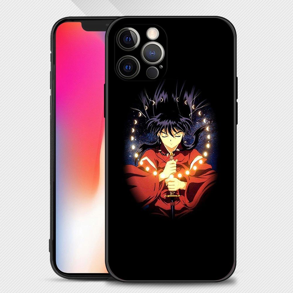 Чехол для телефона Iphone 14 13 12 11 Pro Max Xs Max Xr X 7 8 Plus 12 Mini 6s, силиконовый чехол с черным корпусом, аниме, милый Inuyasha