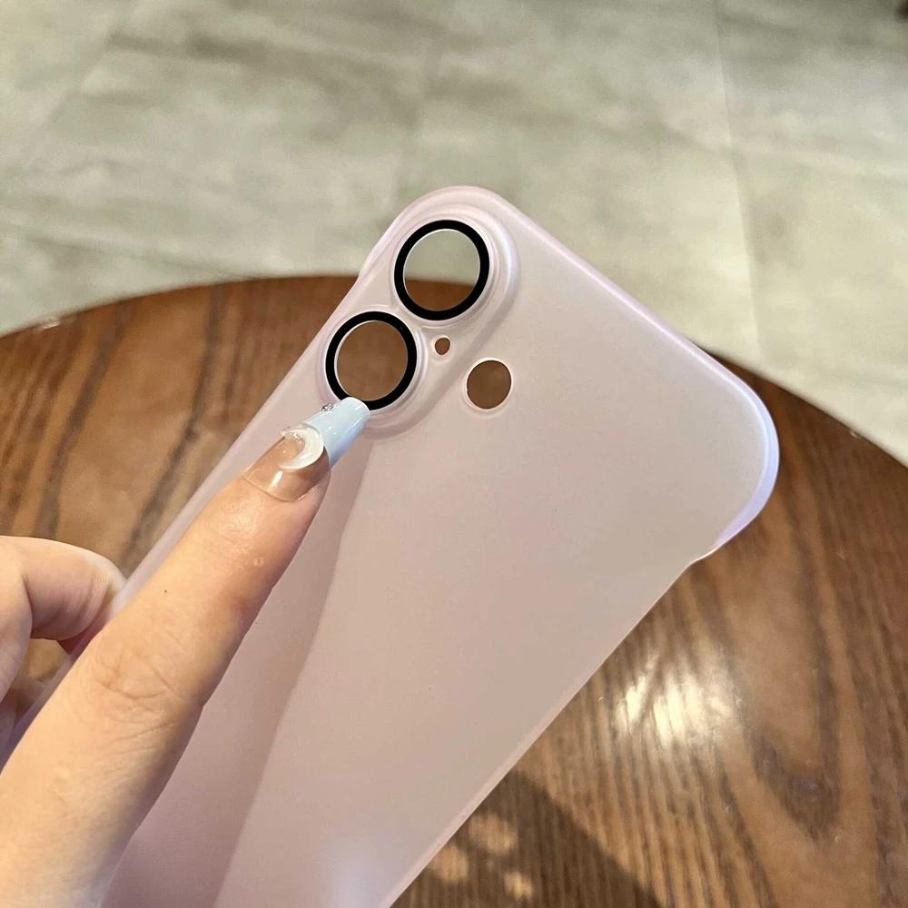 Ультратонкий матовый чехол для iPhone 16 15 14 13 Pro Max, защитное стекло для камеры, без рамки, чехол для ПК