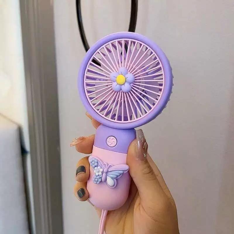 Cute USB Rechargeable Mini Fan Cartoon Portable Silent Handheld Fan for Students Dormitory Girls