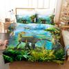 Jurassic Age Dinosaur Bedding Set For Kids, Duvet Cover, Pillow Shams, Microfiber Fabric, Boys Bedroom Decoration, T-Rex Raptors