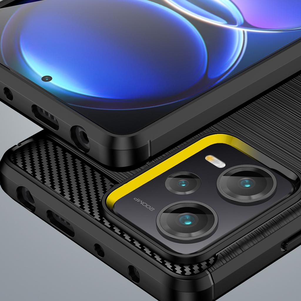 Xiaomi Redmi Note 12 Pro+ Силиконовый чехол Carbon Flex - Черный Защитный чехол