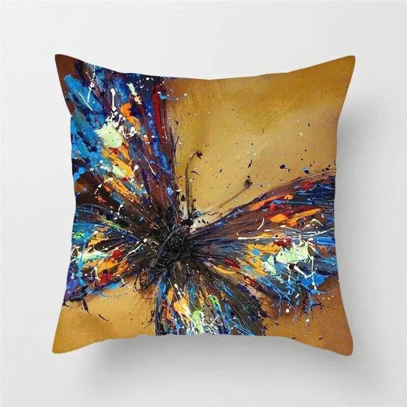 Colored Butterfly Animal Flower Cushion Cover for Home Living Room Sofa Chair Pillow Decoration Throw Pillow Cover