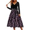 Women's Casual Fashion Floral Print Wave V Neck Vintage Dress
