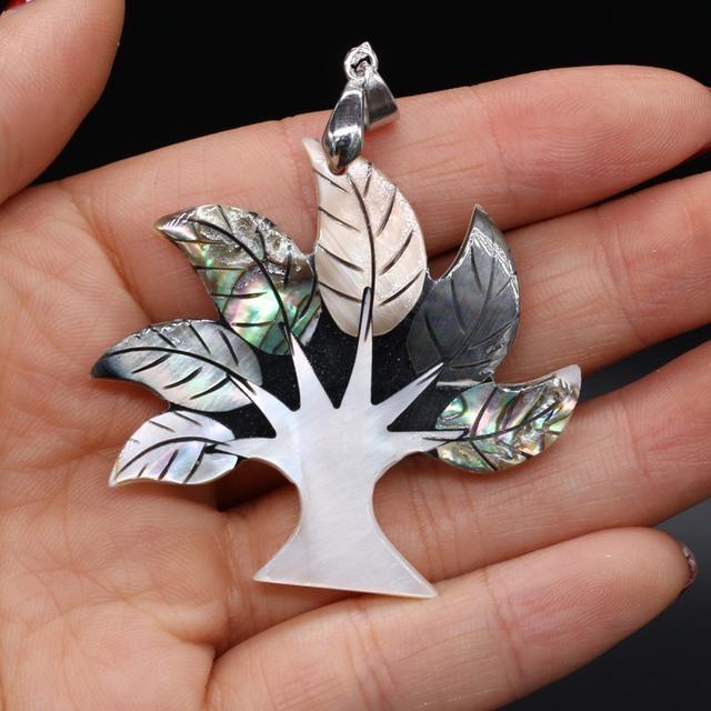 Natural Abalone Pendant Tree Leaf Charm Mother of Pearl Shell Pendants for Women Jewelry Making DIY Necklace Gift