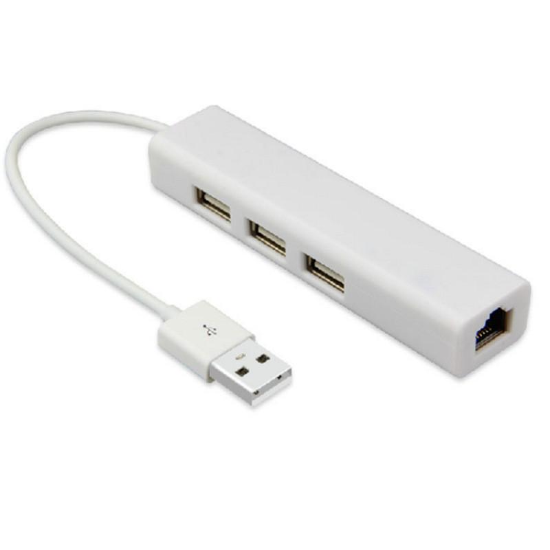 Сетевой адаптер USB LAN + Хаб: Расширение 2-в-1 с 3 портами USB, USB на RJ45