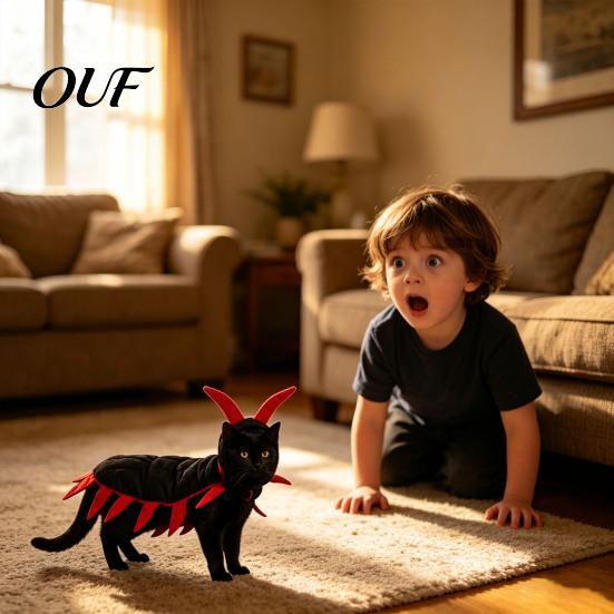 Comfortable Kitten Costume Centipede-Look Cat Costume, Halloween Cosplay Outfit, Funny Pet Apparel Creative Dress Up for Small Medium Cats, Cute Photo