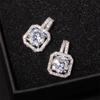 Роскошные ювелирные изделия, стерлинговое серебро 925 пробы, круглая огранка, белый топаз, CZ, квадратный бриллиант, вечерние женские свадебные серьги-гвоздики для любви