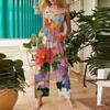 Women's Casual Jumpsuit, Sleeveless Printed Cotton Jumpsuit