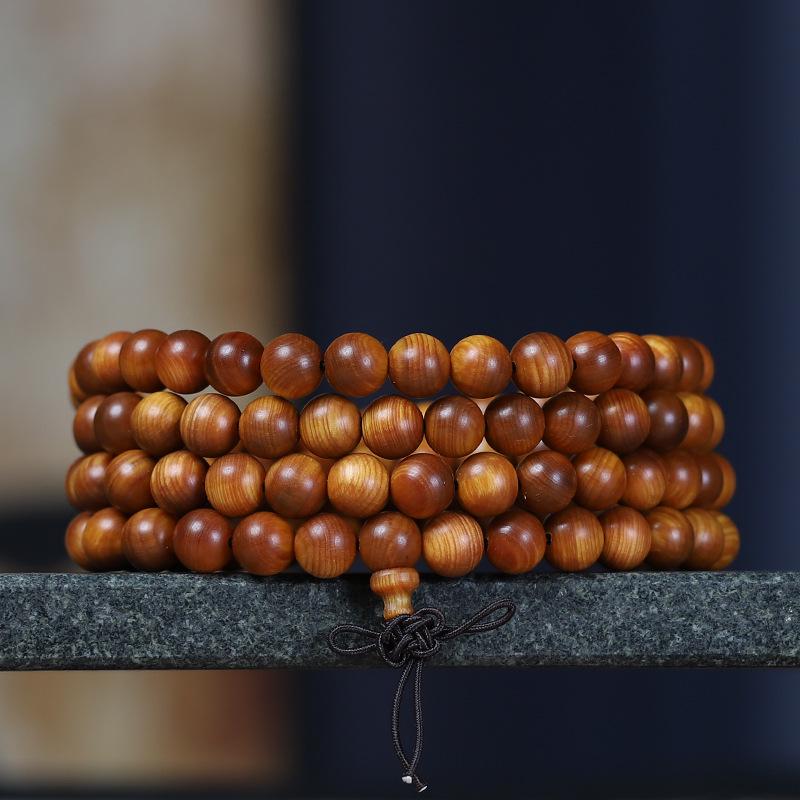 «Мужской браслет Taihang Aged Cypress — ювелирные изделия из черных масляных бусин Будды»