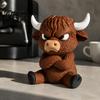 Устойчивая Фигурка 3D-печатная Злая Шотландская Корова, Милая Животная Статуэтка для Рабочего Стола, Коллекционная Игрушка-Украшение, Сидящая Статуя для