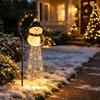 Festive Outdoor Scene Decor Solar Powered Christmas Garden Light, Metal Stake Automatic Charging Patio Lights Star Snowflake Waterfall String