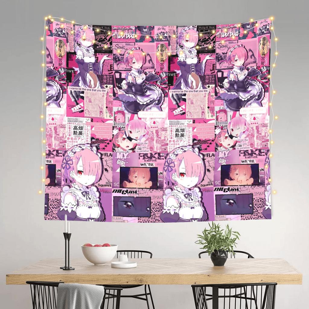 Re ZERO Anime Tapestry Room decoration Ram lockscreen Home Decoration Tapestry Decor Accessories Cute Room Decor