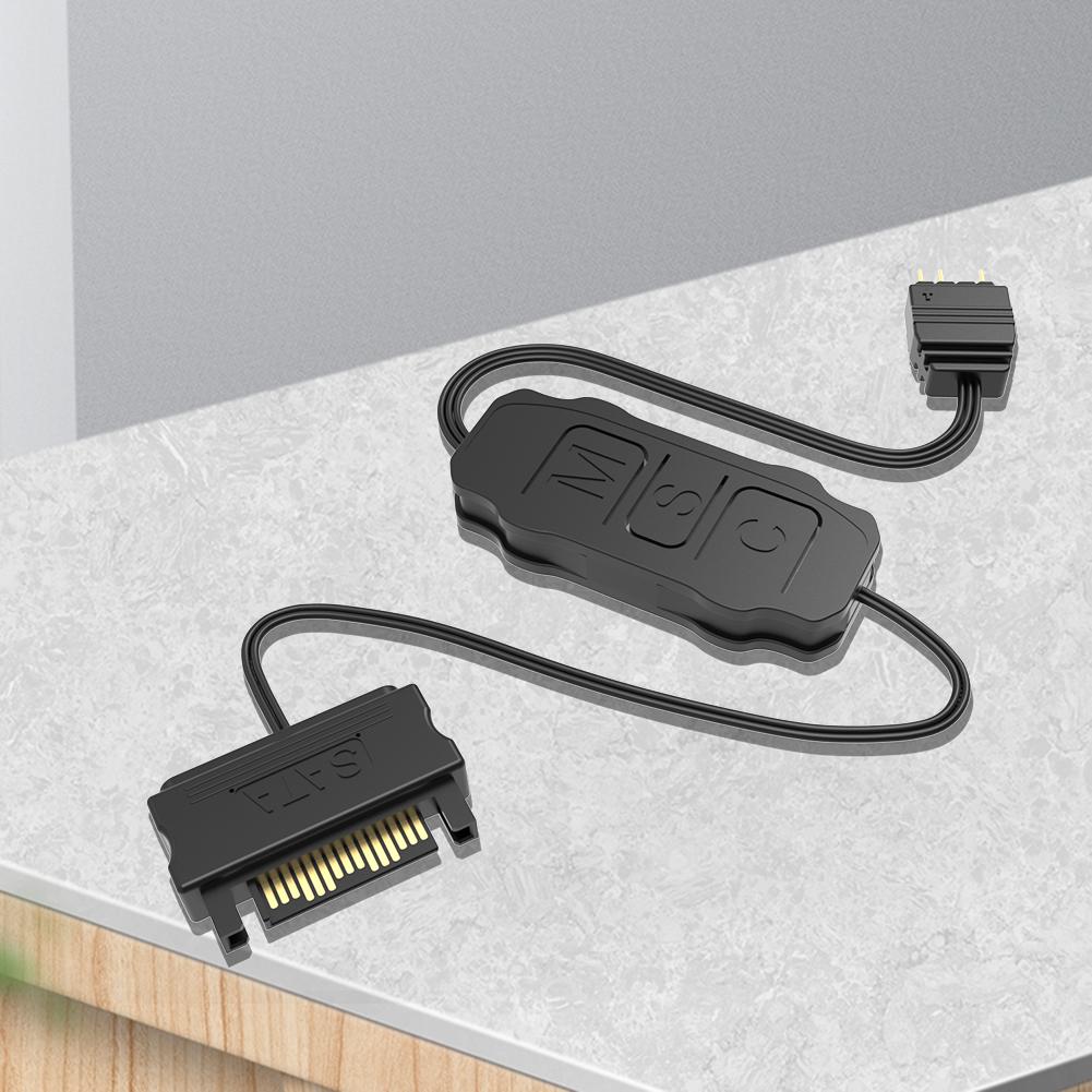 Кабель-удлинитель ARGB 5V 3PIN на интерфейс SATA, кабель контроллера RGB-синхронизации для вентилятора ПК, светодиодной ленты