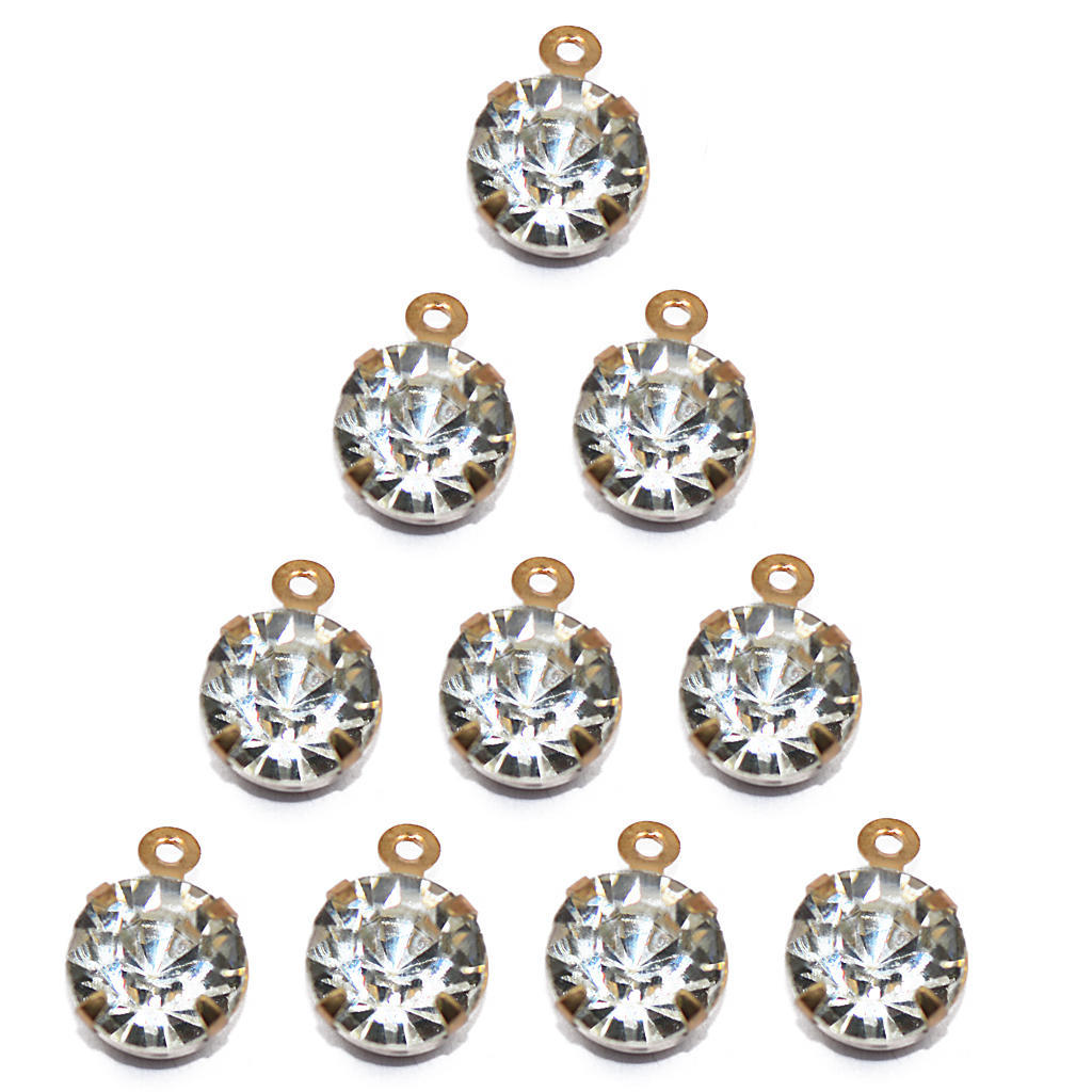 Clear Rhinestone Pendants Jewelry DIY Making Findings Rose 10pcs