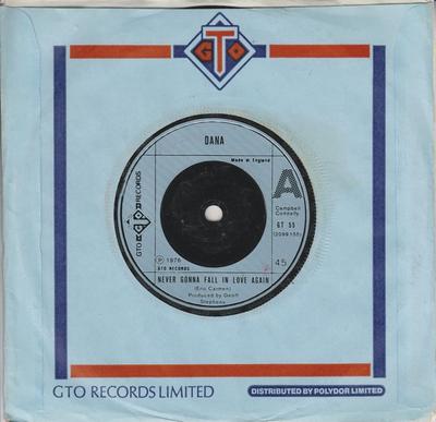 7-дюймовая пластинка DANA - Never Gonna Fall In Love Again GT55 GTO 1976 UK Pop Б/у