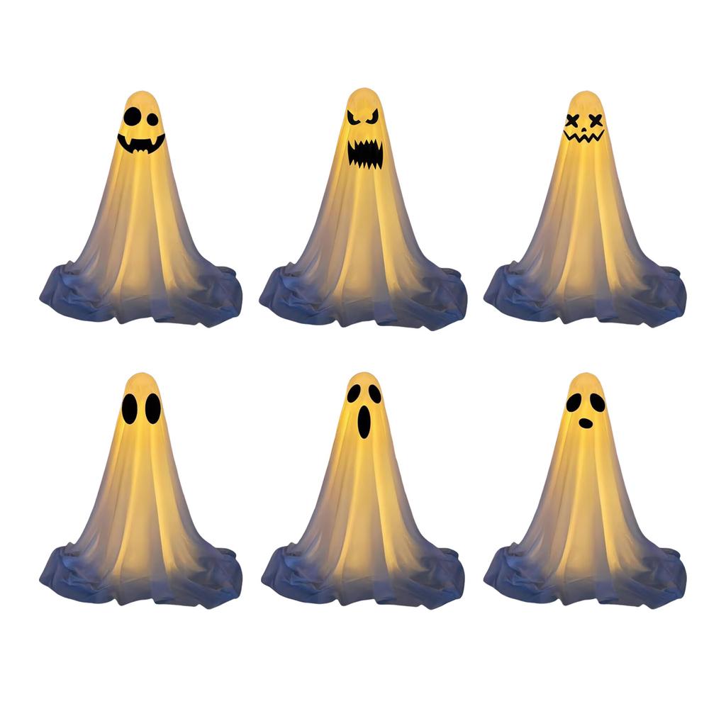 Adjustable Height LED Lighted Ghost Decorations For Halloween Outdoor Indoor Party Haunted House With Windproof Water Base