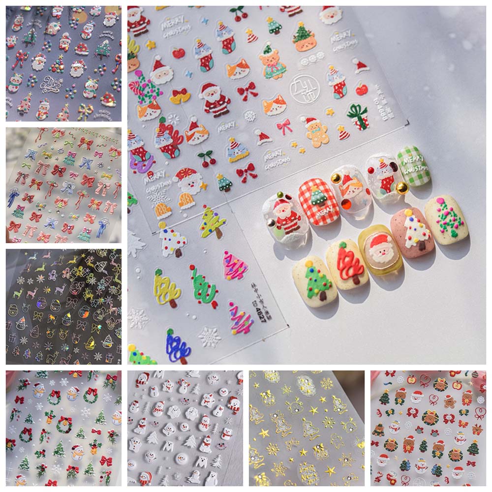 5D Рождественская наклейка для ногтей, ракушка, свет, рождественское украшение для ногтей, рождественская наклейка для ногтей, маникюрный салон