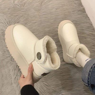 Женские зимние сапоги на толстой подошве, супермягкие, из вельвета маффин, с утолщенной подкладкой, водонепроницаемые и нескользящие, с цельным мехом, новые короткие сапоги-хлебушки