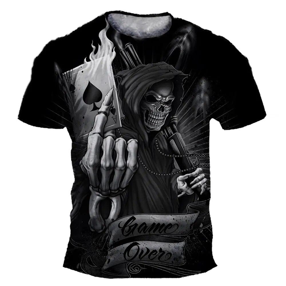 Vintage Horror Skull 3d Print Men's T-shirt Summer Classic Casual O Neck Short Sleeve Fashion Loose Oversized Tops Tee Shirt Men