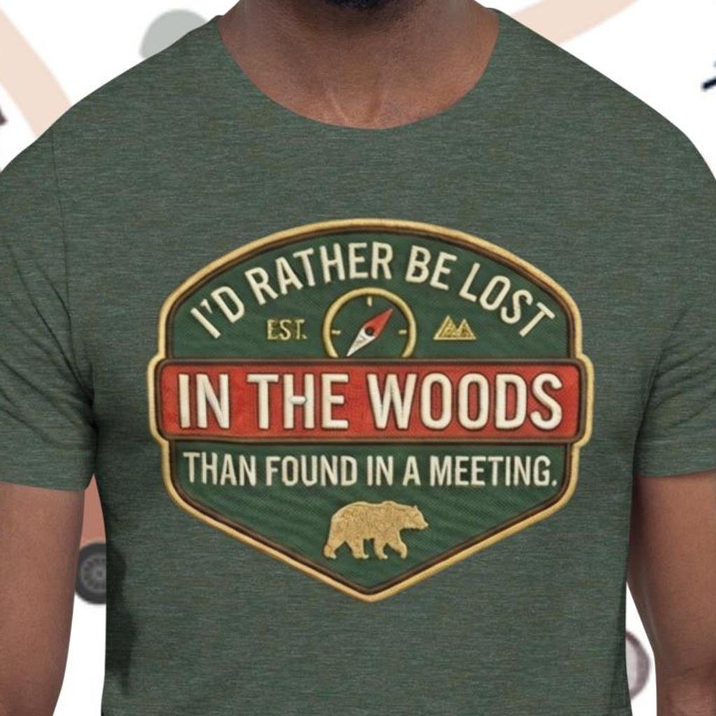 I'd rather be lost in the woods funny t-shirt | Novelty tee