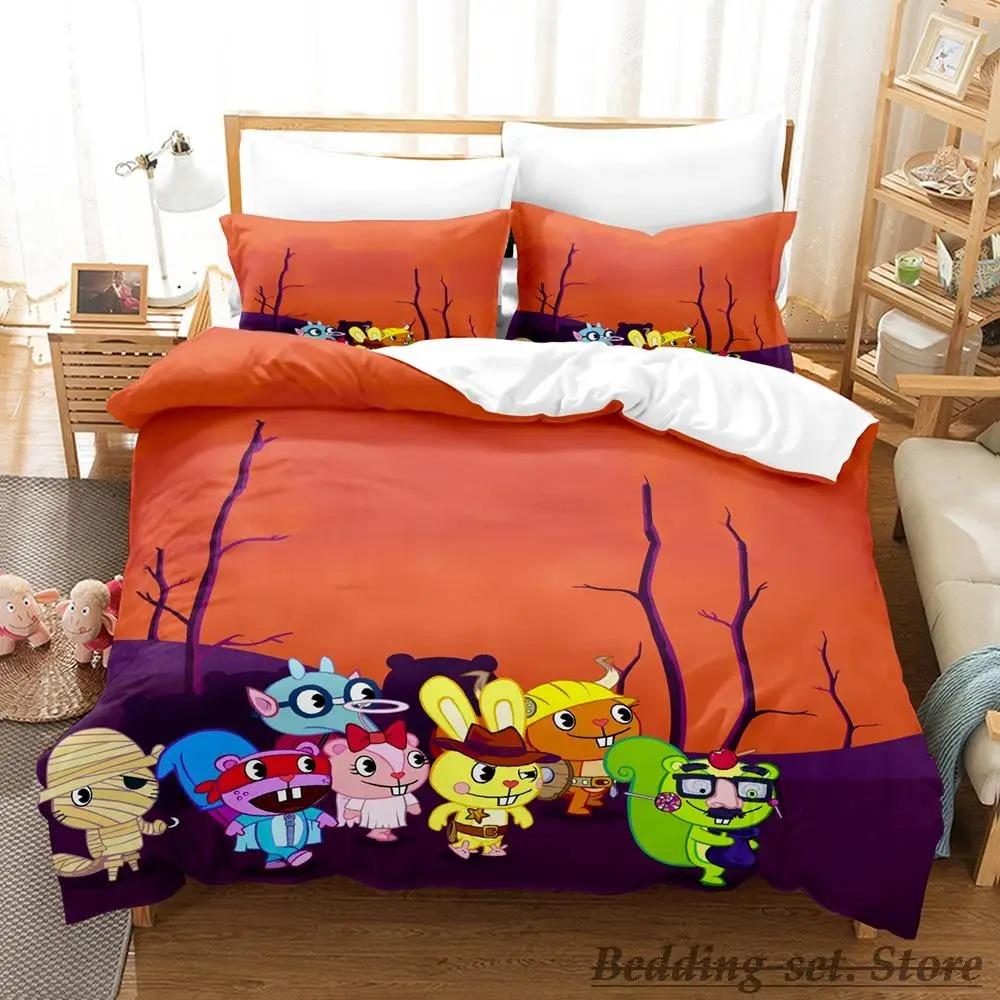 Happy Tree Friends Постельное белье Single Twin Full Queen King Size Bed Set Aldult Kid Bedroom Duvetcover Sets Anime