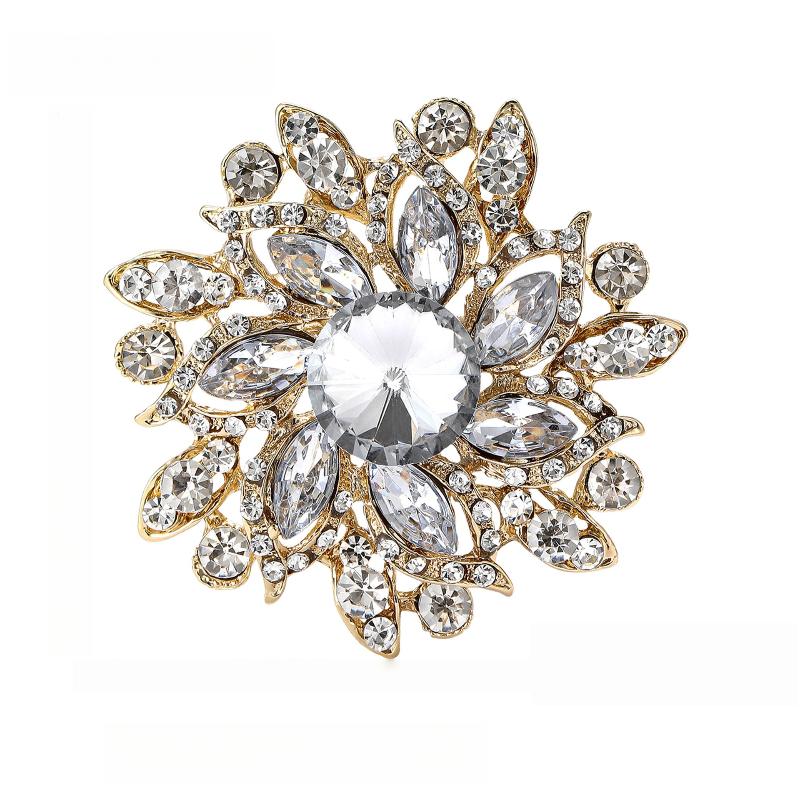 1 шт. Элегантная лацканная брошь-цветок Преувеличенная Модная Ретро Яркая Цветная Хрустальная Стеклянная Брошь Заколка Женские Большие Аксессуары для Пальто