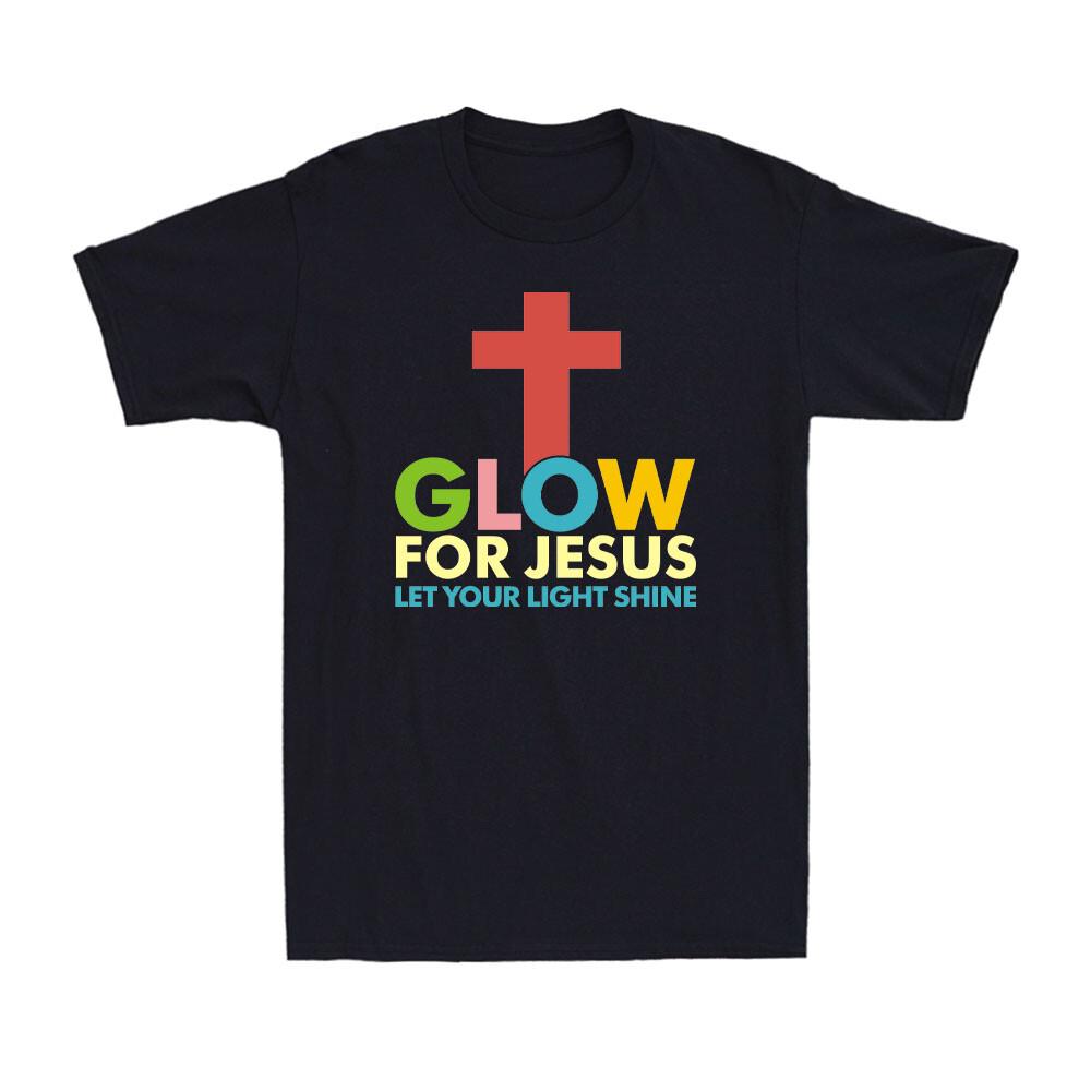 Glow For Jesus Let Your Light Shine Christian Faith Cross Vintage Men's T-Shirt