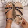 Floral Printing Flat Sandals for Women Summer Lightweight Slip On Beach Shoes Woman Band Sandalas