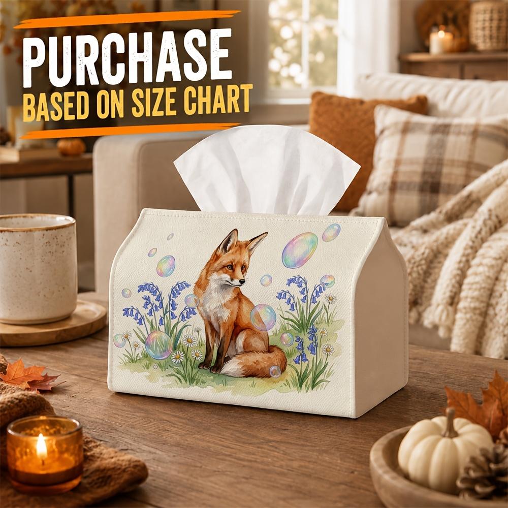 1pc Fox & Bubble Flower Tissue Box with Bubble Flower Lid - Fox-Shaped Napkin Holder, Tissue Dispenser Suitable for Kitchen, Car, Living Room, - Styli